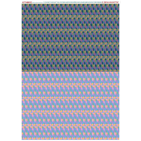 Aviattic ATT48012 1/48 (white decal paper for rib tapes) 5 colour lozenge full pattern width for upper and lower surfaces (factory fresh)