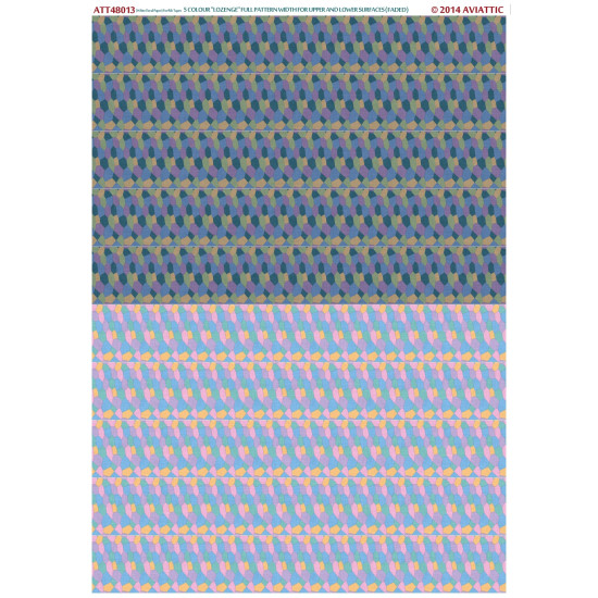 Aviattic ATT48013 1/48 (white decal paper for rib tapes) 5 colour lozenge full pattern width for upper and lower surfaces (factory fresh)