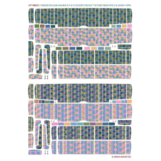 Aviattic ATT48022 1/48 Fokker DVII 4-5 color lozenge fresh effect linen tapes x2 Aviattic ATT48022 1/48 Fokker DVII 4-5 color lozenge fresh effect linen tapes x2