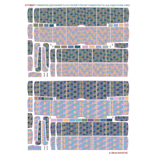 Aviattic ATT48027 1/48 Fokker DVII 4-5 color lozenge faded lilac to pink tape x2