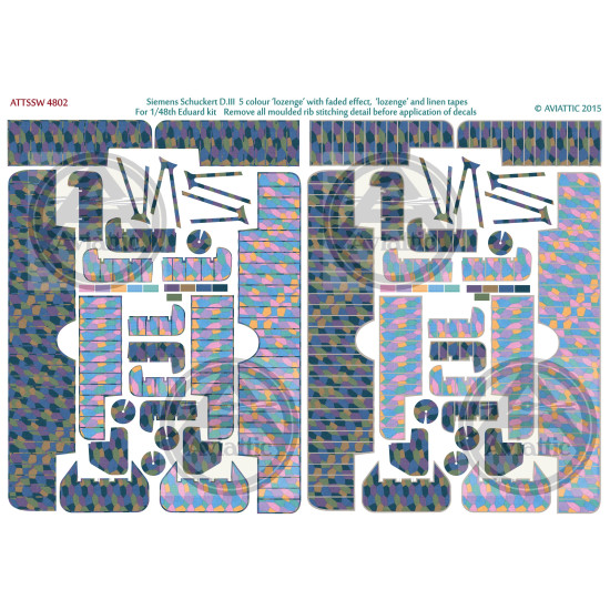 Aviattic ATT48039 1/48 Siemens Schuckert DIII 5 colour Lozenge faded with lozenge and linen rib tapes for Eduard kit Aviattic ATT48039 1/48 Siemens Schuckert DIII 5 colour Lozenge faded with lozenge and linen rib tapes for Eduard kit