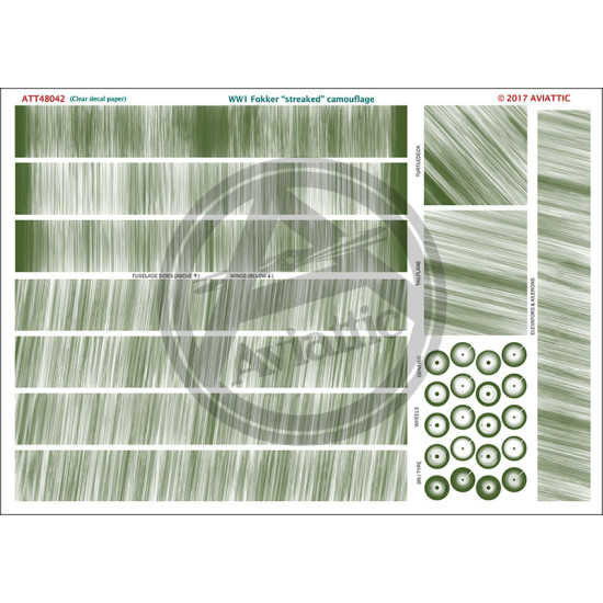 Aviattic ATT48042 1/48 (Clear decal paper) WW1 Fokker streaked camouflage Aviattic ATT48042 1/48 (Clear decal paper) WW1 Fokker streaked camouflage