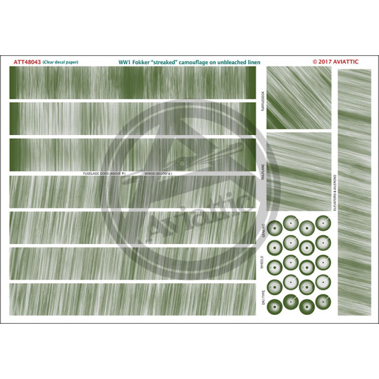 Aviattic ATT48043 1/48 (Clear decal paper) WW1 Fokker streaked camouflage on unbleached linen