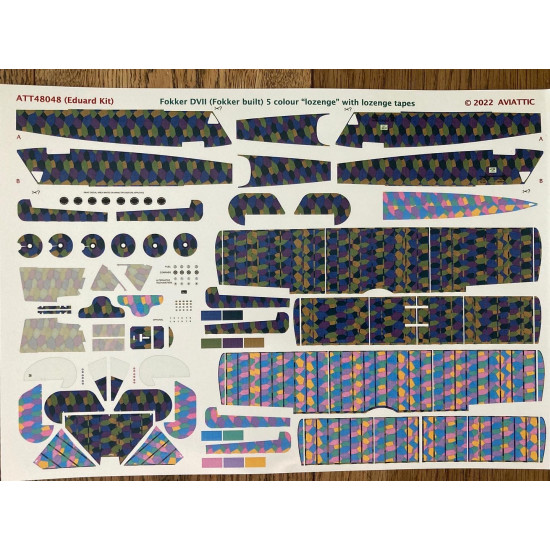 Aviattic ATT48048 1/48 Fokker DVII (Fokker built) 5 colour lozenge with tapes