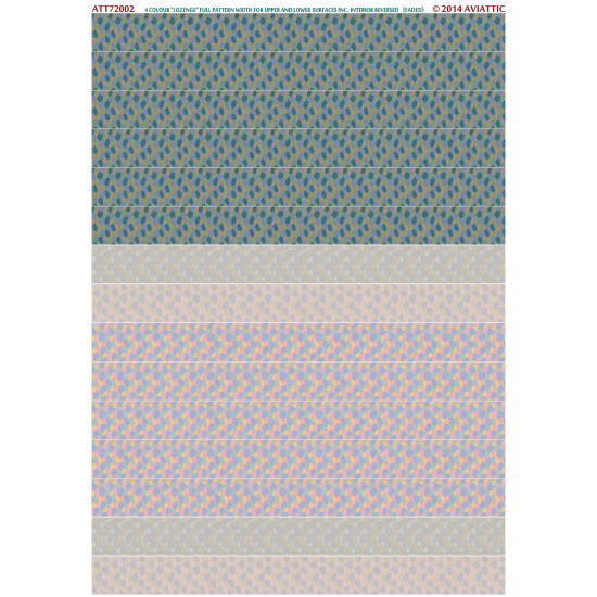 Aviattic ATT72002 1/72 4 colour lozenge full pattern width for upper and lower surfaces inc. interior reversed (faded)