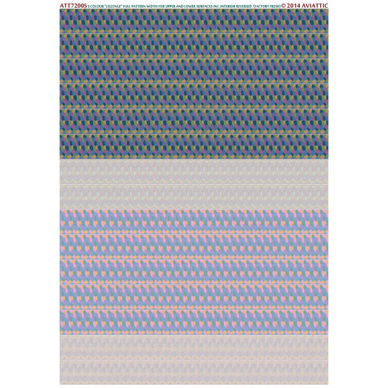 Aviattic ATT72005 1/72 5 colour lozenge full pattern width for upper and lower surfaces inc. interior reversed (factory fresh) Aviattic ATT72005 1/72 5 colour lozenge full pattern width for upper and lower surfaces inc. interior reversed (factory fresh)