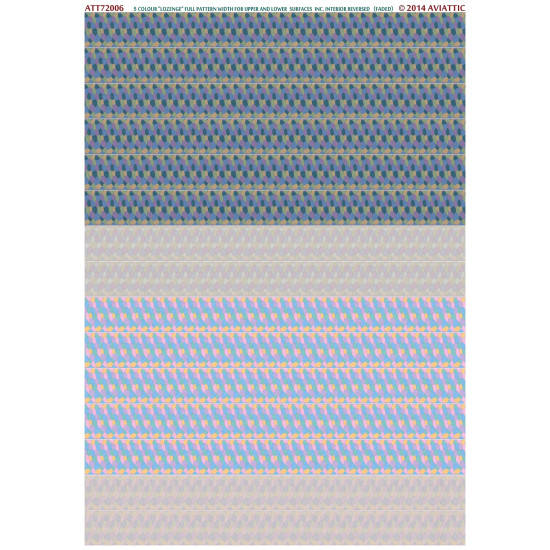 Aviattic ATT72006 1/72 5 colour lozenge full pattern width for upper and lower surfaces inc. interior reversed (faded)