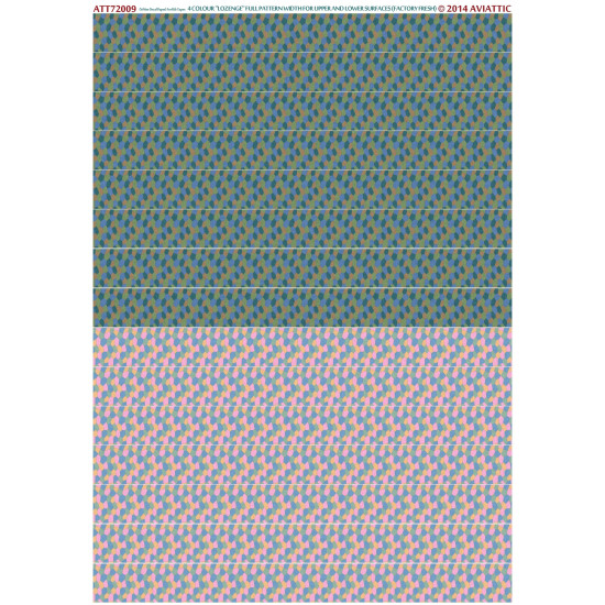 Aviattic ATT72009 1/72 (white decal paper for rib tapes) 4 colour lozenge full pattern width for upper and lower surfaces (factory fresh)