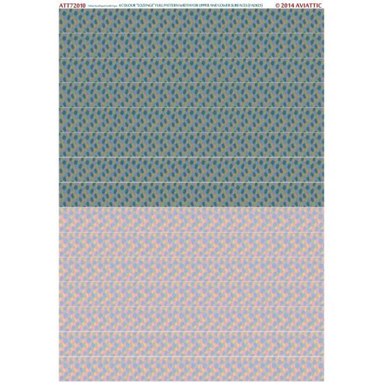 Aviattic ATT72010 1/72 (white decal paper for rib tapes) 4 colour lozenge full pattern width for upper and lower surfaces (faded)