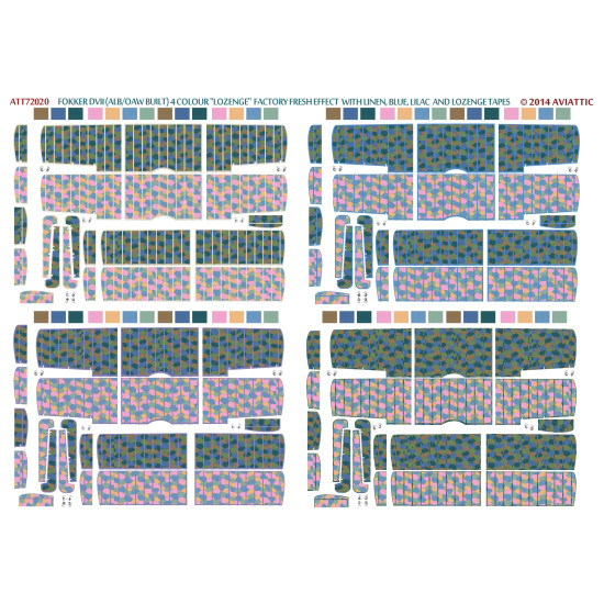 Aviattic ATT72020 1/72 Fokker DVII 4 color lozenge factory fresh effect tapes x4 Aviattic ATT72020 1/72 Fokker DVII 4 color lozenge factory fresh effect tapes x4
