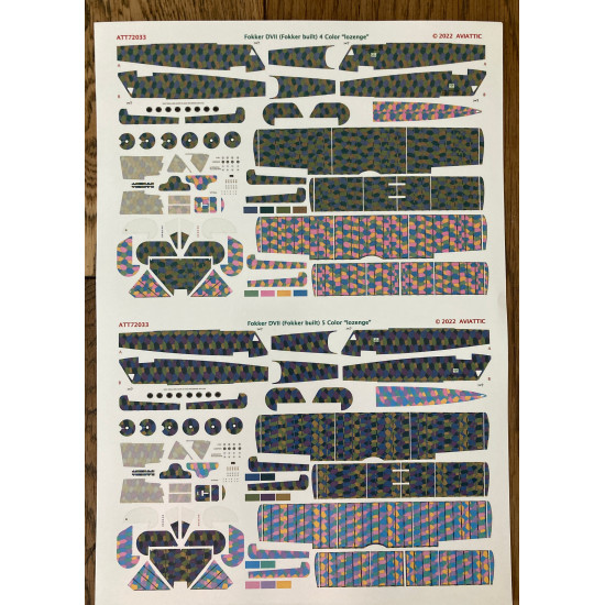 Aviattic ATT72033 1/72 Fokker DVII F four and five colour lozenge 2x airframes Aviattic ATT72033 1/72 Fokker DVII F four and five colour lozenge 2x airframes