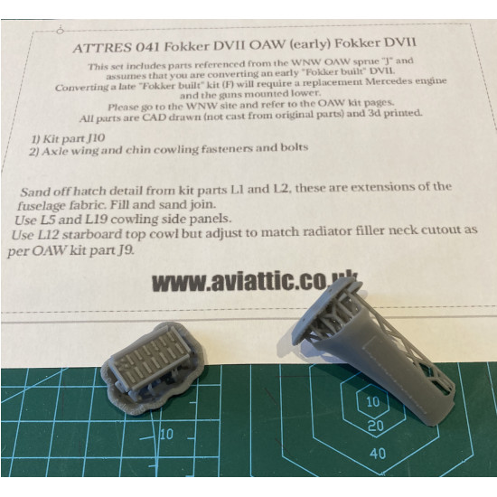 Aviattic ATTRES041 1/32 Fokker DVII OAW early prod cowling panel set WNW resin