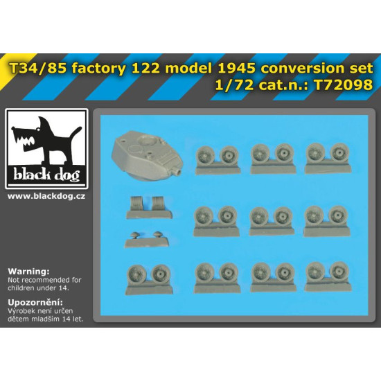 Black Dog 72098 1/72 T 34/85 factory 122 model 1945 conversion set for Trumpeter