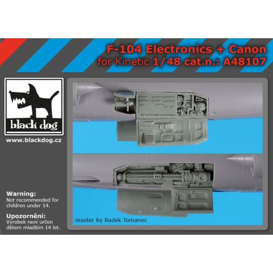 Black Dog A48107 1/48 F-104 electronics+canon for Kinetic