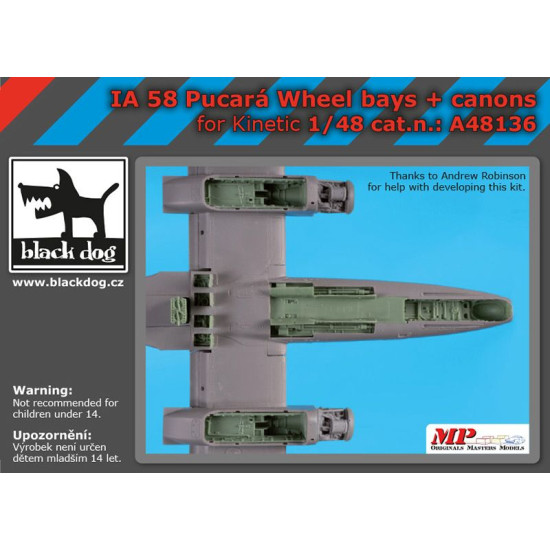 Black Dog A48136 1/48 IA 58 Pucará wheel bays + canon for Kinetic Black Dog A48136 1/48 IA 58 Pucará wheel bays + canon for Kinetic