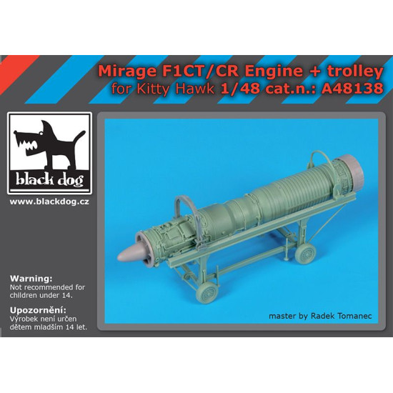 Black Dog A48138 1/48 Mirage F1CT/CR engine+trolley for Kitty Hawk