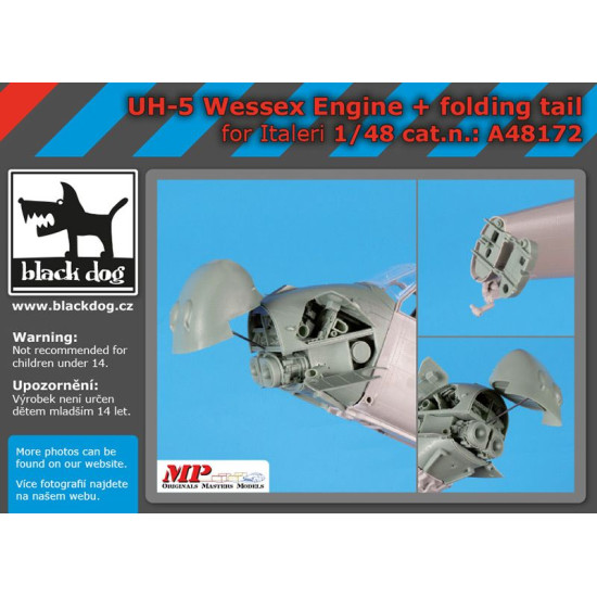 Black Dog A48172 1/48 UH-5 Wessex engine + folding tail for Italeri