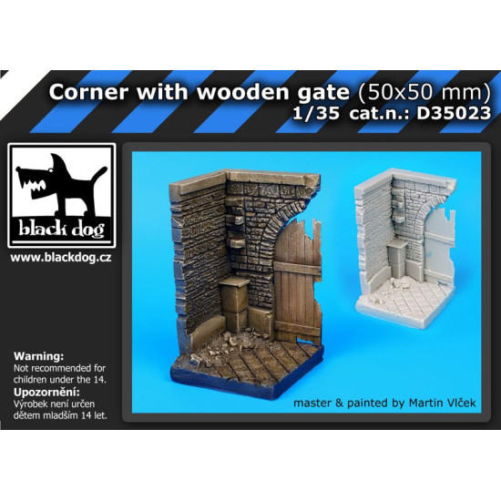 Black Dog D35023 1/35 Corner with wooden gate (50x50 mm)