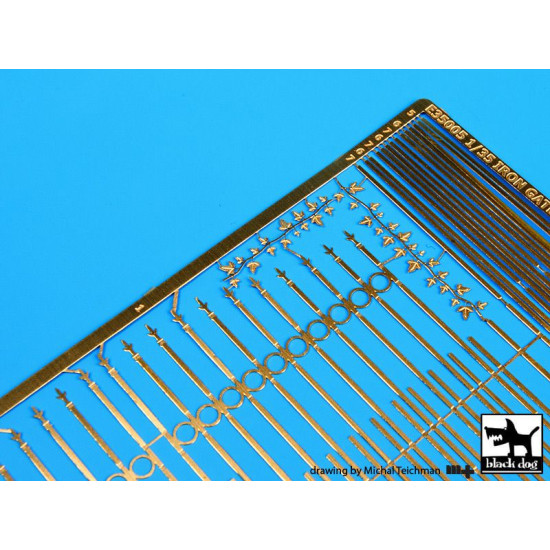 Black Dog E35005 1/35 Iron gate with fence (16 cm long)