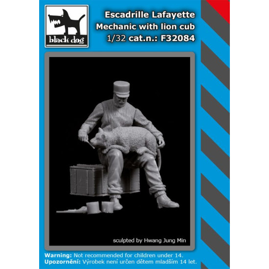 Black Dog F32084 1/32 Escadrille Lafayette mechanic with lion cub