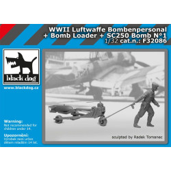 Black Dog F32086 1/32 WW II Luftwaffe bombenpersonal + Bomb loader + SC250 bomb #1