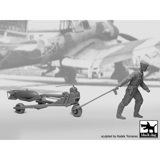 Black Dog F32086 1/32 WW II Luftwaffe bombenpersonal + Bomb loader + SC250 bomb #1