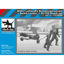 Black Dog F32088 1/32 WW II Luftwaffe bombenpersonals + Bomb loader + SC250 bomb set