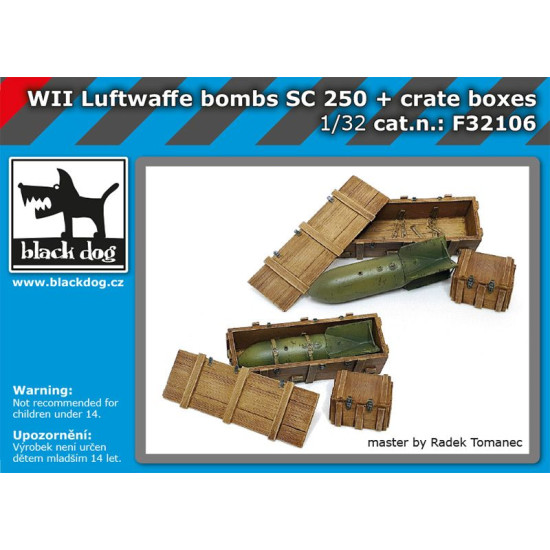 Black Dog F32106 1/32 WW II Luftwaffe bombs SC250 + crate boxes