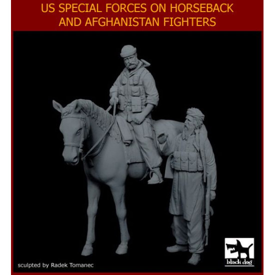 Black Dog F35125 1/35 US Special forces on horse+Afghanistan fighter