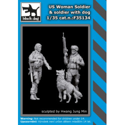 Black Dog F35134 1/35 US woman + soldier with dog