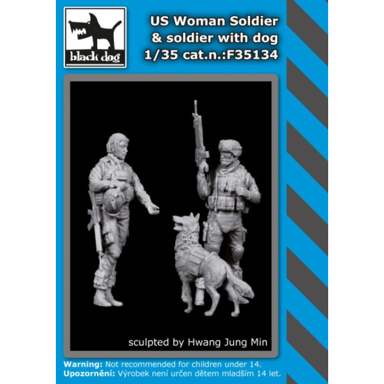 Black Dog F35134 1/35 US woman + soldier with dog