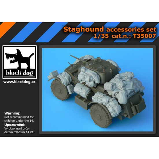 Black Dog T35007 1/35 Staghound accessories set for Bronco kit, 19 resin parts