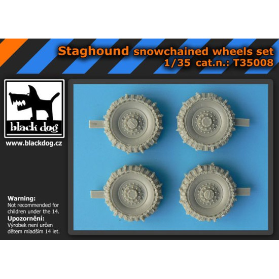 Black Dog T35008 1/35 Staghound snowchained wheels set for Bronco 4 resin parts