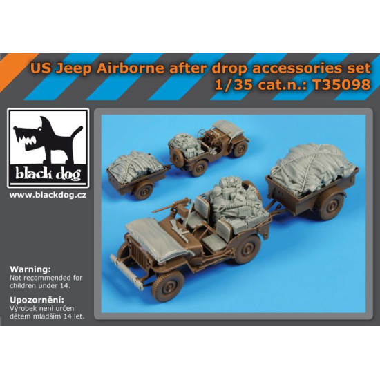 Black Dog T35098 1/35 Us Jeep airborne after drop accessories set for Bronco