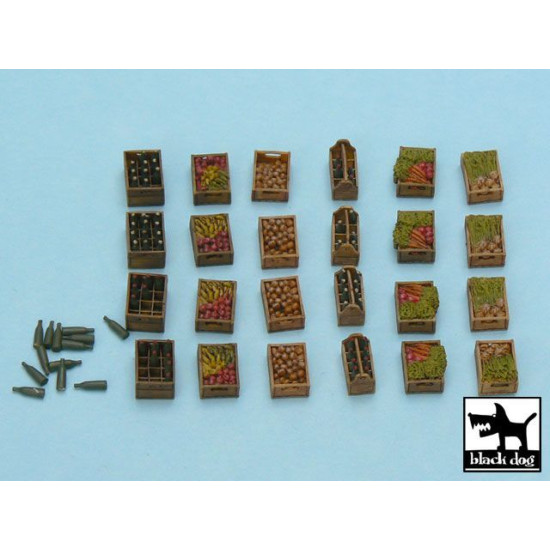 Black Dog T48011 1/48 Food supplies #2 accessories set 24 resin parts + bottles