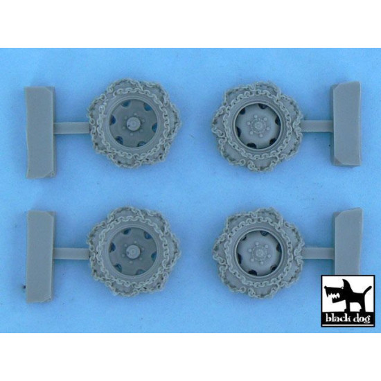 Black Dog T48057 1/48 Steyr Type 1500A/01 snowchained wheels set for Tamiya kits, 4 resin parts