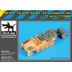 Black Dog T72080 1/72 Sd.Kfz 10 with Sd.Ah.32 accessories set for MK 72