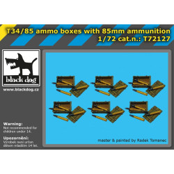 Black Dog T72127 1/72 T34/85 ammo boxes with 85 mm ammunition