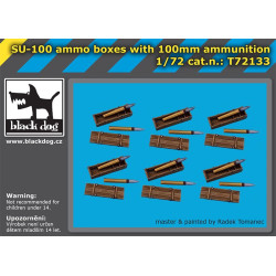 Black Dog T72133 1/72 SU-100 ammo boxes with 100mm ammunition