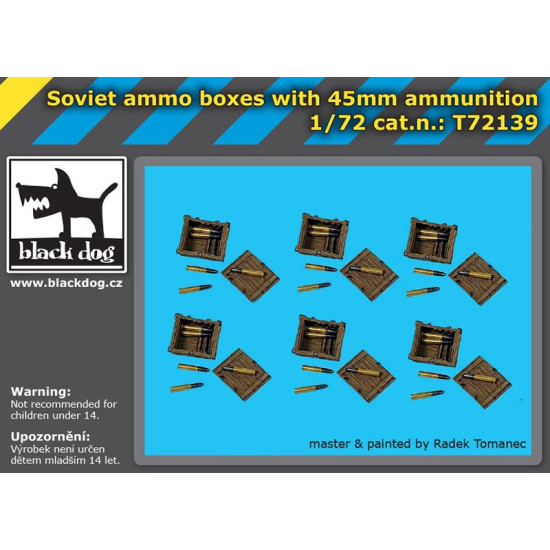 Black Dog T72139 1/72 Soviet ammo boxes with 45 mm ammunition