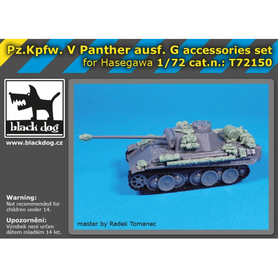 Black Dog T72150 1/72 Pz.Kpfw V Pantther Ausf G accessories set for Hasegawa