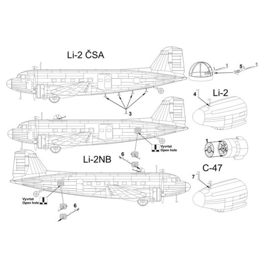 Brengun BRL144071 1/144 Douglas C-47- Lisunov Li-2 PE parts for Eastern Express