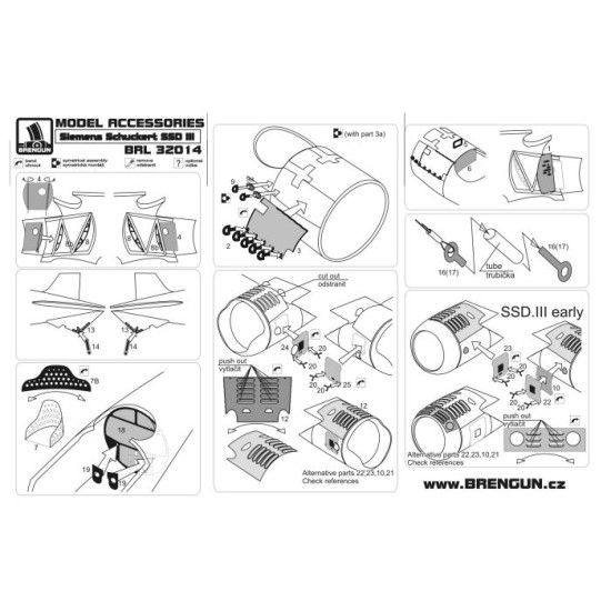 Brengun BRL32014 1/32 Siemens Schuckert D III PE set for RODEN Early and Late