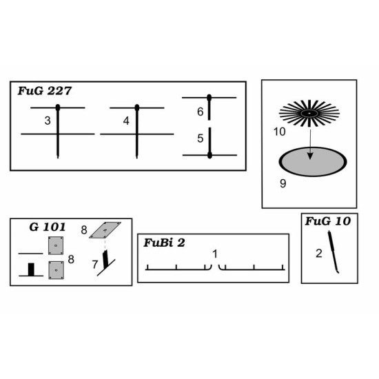 Brengun BRL48100 1/48 FuG-10 FuG-101 FuG-227 FuBi-2 German plane radar antennas