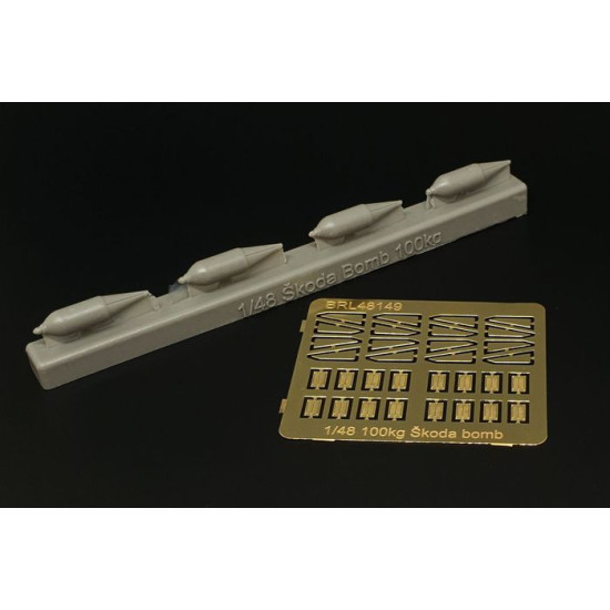 Brengun BRL48149 1/48 Škoda 100kg bomb Resin/PE set of interwar period bombs Brengun BRL48149 1/48 Škoda 100kg bomb Resin/PE set of interwar period bombs