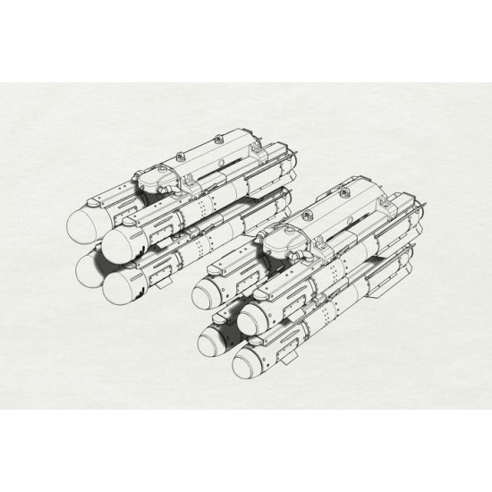 Brengun BRL48153 1/48 AGM-114 Hellfire Resin air to ground missiles 8pcs 2 racks