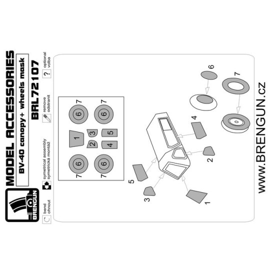 Brengun BRL72107 1/72 Blom Voss BV-40 canopy Painting masks for Brengun kit
