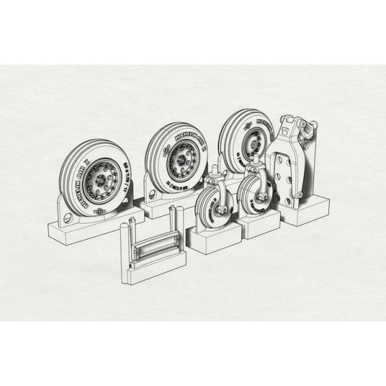 Brengun BRL72185 1/72 AV8B Wheels (Hasegawa kit) resin set for Hasegawa kit