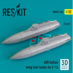 Reskit Rsu32-0144 1/32 600 Gallon Wing Fuel Tanks For F16 2 Pcs 3d Printed