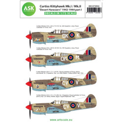Ask D72004 1/72 Decal Curtiss Kittyhawk Mki/Mkii Desert Harassers 1942-1944 Part I